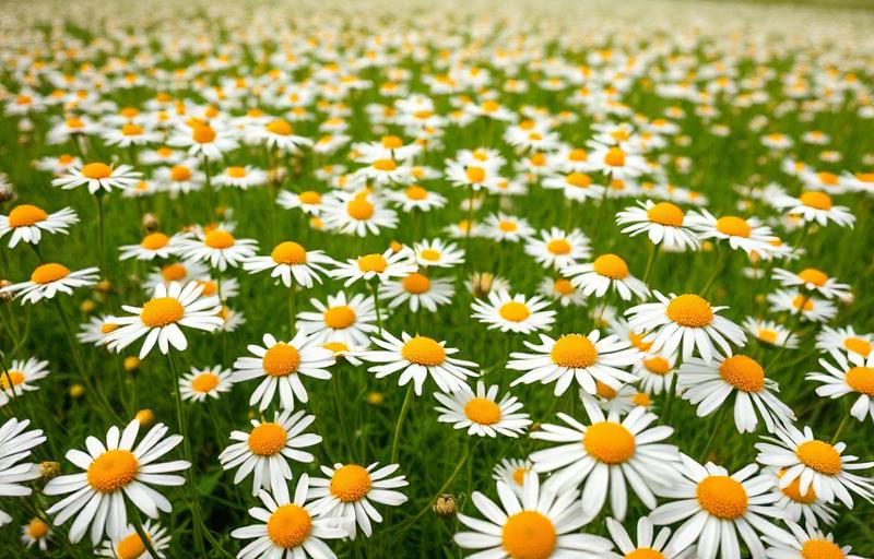 Chamomile flower field