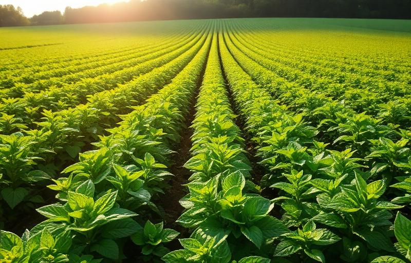 Peppermint field rows